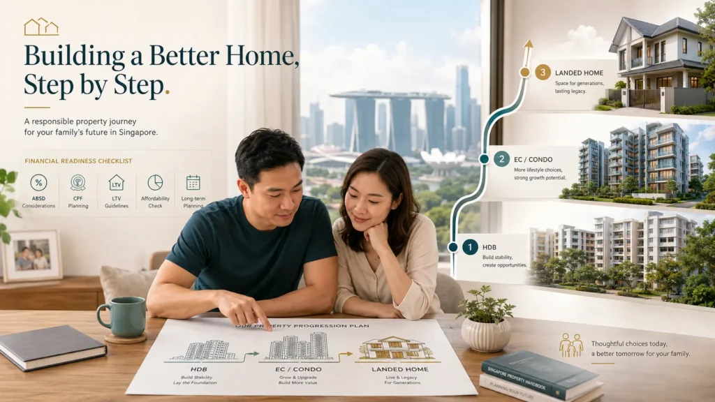 Singapore property asset progression readiness framework from HDB to EC, condo and landed home